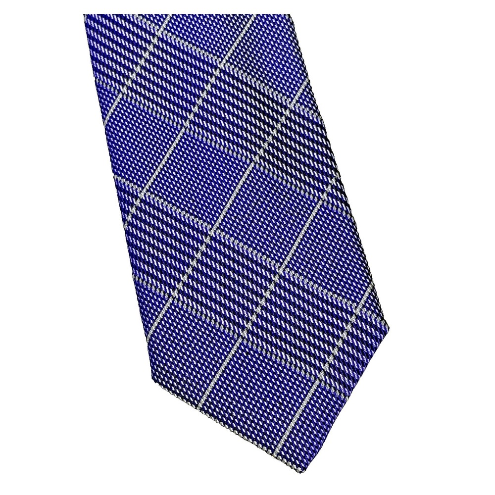 Massimo Bizzocchi Tie Mens Purple Plaid Silk Woven Italy Skinny Necktie NEW $150